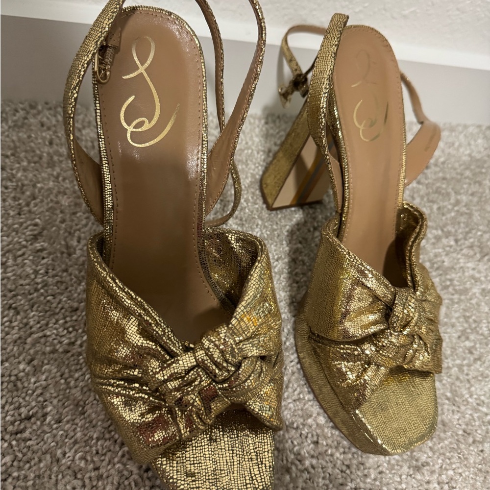 Sam Edelman Gold Platform Slingbacks